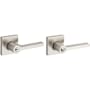 Baldwin Contemporary Non-Turning Two-Sided Dummy Door Lever Set with Square Rose Lifetime Satin Nickel