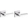 Baldwin Contemporary Left Handed Single Cylinder Keyed Entry Door Lever Set with Square Rose and Emergency Exit Function Polished Chrome