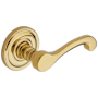 Baldwin 5445V Passage Door Lever Set with 5048 Rose from the Estate Collection Lifetime Polished Brass