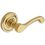 Baldwin 5445V Non-Turning Two-Sided Dummy Door Lever Set with 5048 Rose from the Estate Collection Non-Lacquered Brass