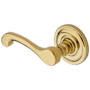 Baldwin 5445V Left Handed Non-Turning One-Sided Dummy Door Lever with 5048 Rose from the Estate Collection Non-Lacquered Brass