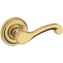 Baldwin 5445V Left Handed Non-Turning One-Sided Dummy Door Lever with 5048 Rose from the Estate Collection Lifetime Satin Brass