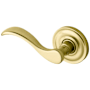 Baldwin Single Left Hand Wave Estate Non-Turning One-Sided Door Lever without Rosettes Locking/Latching Mechanism Purchased Separately Lifetime PVD Satin Brass