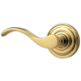 Baldwin 5455V Left Handed Non-Turning One-Sided Dummy Door Lever with 5048 Rose from the Estate Collection Non-Lacquered Brass