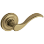 Baldwin Single Right Hand Wave Estate Non-Turning One-Sided Door Lever without Rosettes Locking/Latching Mechanism Purchased Separately Vintage Brass
