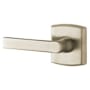 Baldwin 5485V Left Handed Non-Turning One-Sided Dummy Door Lever with R026 Rose from the Estate Collection Lifetime Satin Nickel