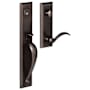 Baldwin Cody Style Full Escutcheon Single Cylinder Right Handed Handleset with Wave Style Interior Lever Distressed Oil Rubbed Bronze