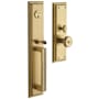 Baldwin Tremont Full Plate Single Cylinder Keyed Entry Mortise Handleset Trim with 5020 Interior Knob from the Estate Collection Satin Brass and Brown