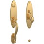 Baldwin Springfield One Piece Single Cylinder Keyed Entry Mortise Handleset Trim with 5025 Interior Knob from the Estate Collection Lifetime Satin Brass