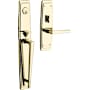 Baldwin Palm Springs Left Handed Single Cylinder Keyed Entry Mortise Full Plate Handleset Trim with L024 Interior Lever from the Estate Collection Non-Lacquered Brass