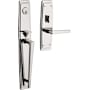 Baldwin Palm Springs Left Handed Single Cylinder Keyed Entry Mortise Full Plate Handleset Trim with L024 Interior Lever from the Estate Collection Lifetime Polished Nickel