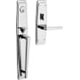 Baldwin Palm Springs Left Handed Single Cylinder Keyed Entry Mortise Full Plate Handleset Trim with L024 Interior Lever from the Estate Collection Polished Chrome