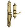 Baldwin Kensington Left Handed Full Plate Single Cylinder Keyed Entry Mortise Handleset Trim with 5108 Interior Lever from the Estate Collection Lifetime PVD Satin Brass