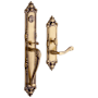 Baldwin Kensington Left Handed Full Plate Single Cylinder Keyed Entry Mortise Handleset Trim with 5108 Interior Lever from the Estate Collection Satin Brass and Brown
