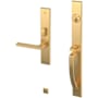 Baldwin Lakeshore Left Handed Full Plate Single Cylinder Keyed Entry Mortise Handleset Trim with 5162 Interior Lever from the Estate Collection Lifetime Satin Brass