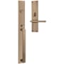 Baldwin Minneapolis Left Handed Full Plate Non-Turning Two-Sided Dummy Mortise Handleset Trim from the Estate Collection Satin Brass and Black