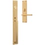 Baldwin Minneapolis Left Handed Full Plate Non-Turning Two-Sided Dummy Mortise Handleset Trim from the Estate Collection Satin Brass and Brown