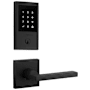 Baldwin Minneapolis Touchscreen Electronic Deadbolt with Z-Wave Technology and Square Passage Lever Set with Square Rose Satin Black