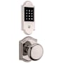 Baldwin Boulder Touchscreen Electronic Deadbolt and Round Passage Knob Set with Arch Rose Polished Nickel