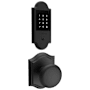 Baldwin Boulder Touchscreen Electronic Deadbolt and Round Passage Knob Set with Arch Rose Satin Black