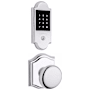 Baldwin Boulder Touchscreen Electronic Deadbolt and Round Passage Knob Set with Arch Rose Polished Chrome