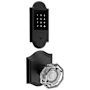 Baldwin Boulder Touchscreen Electronic Deadbolt with Z-Wave Technology and Crystal Passage Knob Set with Arch Rose Satin Black