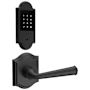 Baldwin Boulder Touchscreen Electronic Deadbolt with Z-Wave Technology and Federal Passage Lever Set with Arch Rose Satin Black