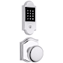 Baldwin Boulder Touchscreen Electronic Deadbolt with Z-Wave Technology and Round Passage Knob Set with Arch Rose Polished Chrome