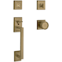 Baldwin Hollywood Hills Sectional Single Cylinder Door Handleset with Interior K008 Knob and Emergency Egress Function Satin Brass and Brown