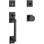 Baldwin Hollywood Hills Sectional Single Cylinder Door Handleset with Interior K008 Knob and Emergency Egress Function Satin Black