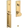 Baldwin Hollywood Hills Full Plate Single Cylinder Door Handleset with Interior K008 Knob and Emergency Egress Function Non-Lacquered Brass