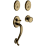 Baldwin Logan Double Cylinder Handleset with Classic Interior Knob Satin Brass and Black