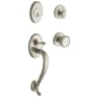 Baldwin Logan Sectional Single Cylinder Keyed Entry Handleset with 5015 Interior Knob from the Estate Collection Lifetime Satin Nickel