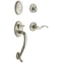 Baldwin Left Handed Logan Double Cylinder Handleset with Wave Interior Lever Lifetime Satin Nickel