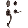 Baldwin Left Handed Logan Double Cylinder Handleset with Wave Interior Lever Distressed Oil Rubbed Bronze