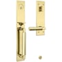 Baldwin Gramercy Right Handed One Piece Single Cylinder Keyed Entry Handleset with L029 Interior Lever from the Estate Collection Lifetime Polished Brass