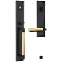 Baldwin Gramercy Right Handed One Piece Single Cylinder Keyed Entry Handleset with L029 Interior Lever from the Estate Collection Satin Black / Non-Lacquered Brass