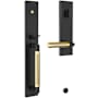 Baldwin Gramercy Knurled Right Handed One Piece Single Cylinder Keyed Entry Handleset with L030 Interior Lever from the Estate Collection Satin Black / Non-Lacquered Brass