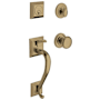 Baldwin Madison Double Cylinder Handleset with Classic Interior Knob Satin Brass and Black