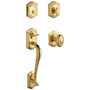 Baldwin Bethpage Double Cylinder Solid Brass Sectional Handleset with Bethpage Interior Knob Lifetime Polished Brass