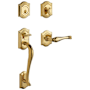 Baldwin Right Handed Bethpage Single Cylinder Solid Brass Sectional Handleset with BETHPAGE INTERIOR LEVER Lifetime Polished Brass