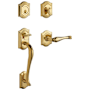 Baldwin Right Handed Bethpage Single Cylinder Solid Brass Sectional Handleset with BETHPAGE INTERIOR LEVER Non-Lacquered Brass