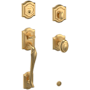 Baldwin Bethpage Sectional Single Cylinder Keyed Entry Handleset with 5077 Interior Knob from the Estate Collection Lifetime Satin Brass