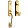 Baldwin Bethpage One Piece Single Cylinder Keyed Entry Handleset with 5077 Interior Knob from the Estate Collection Lifetime Polished Brass