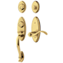 Baldwin Landon Dummy Two Point Handleset with Right Handed Wave Style Interior Lever Lifetime Polished Brass