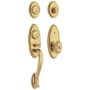 Baldwin Landon Double Cylinder Two Point Handleset with Egg Style Interior Knob Non-Lacquered Brass