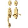 Baldwin Landon Dummy Two Point Handleset with Right Handed Wave Style Interior Lever Non-Lacquered Brass