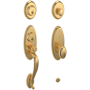 Baldwin Landon Sectional Single Cylinder Keyed Entry Handleset with 5225 Interior Knob from the Estate Collection Lifetime Satin Brass
