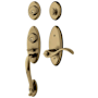 Baldwin Landon Dummy Two Point Handleset with Left Handed Wave Style Interior Lever Satin Brass and Black