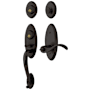 Baldwin Left Handed Landon Double Cylinder Two Point Handleset with Wave Interior Lever Oil Rubbed Bronze
